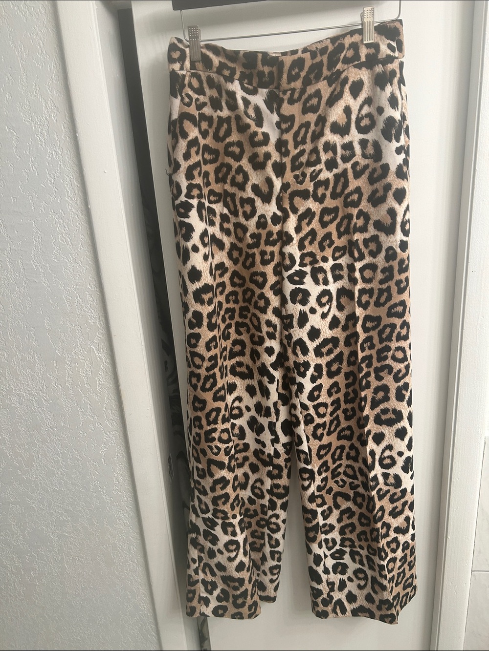 Banana Republic Leopard Print Wide Leg Pants - Tan, Black, Cream